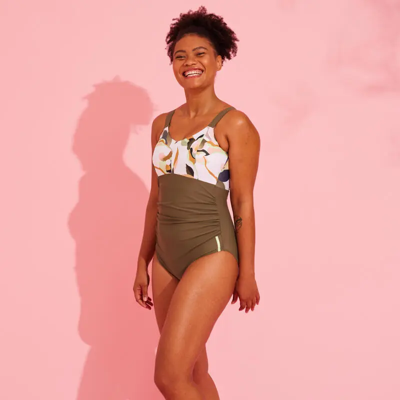 Nabaiji Bañador Premamá Aquagym/Natación Aya Mujer Caqui Blanco - Imagen 2