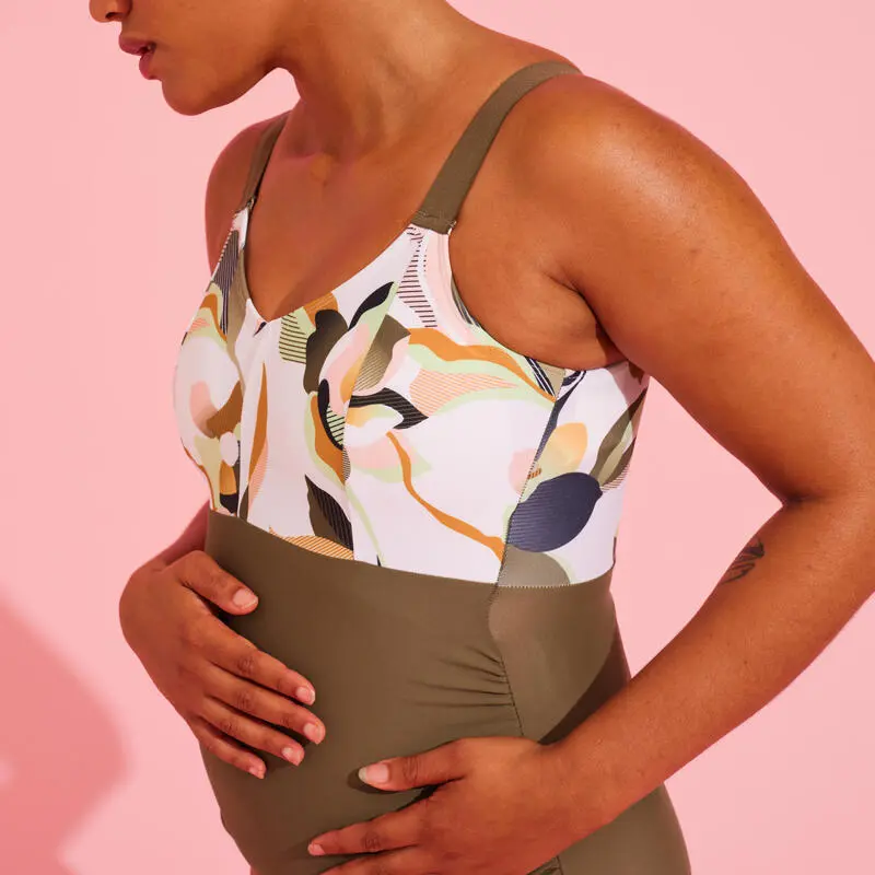 Nabaiji Bañador Premamá Aquagym/Natación Aya Mujer Caqui Blanco - Imagen 5