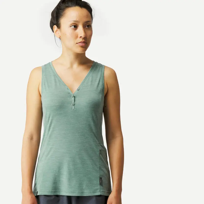 Forclaz Camiseta De Montaña Y Trekking De Tirantes Lana Merino Mujer Travel 500 - Imagen 6