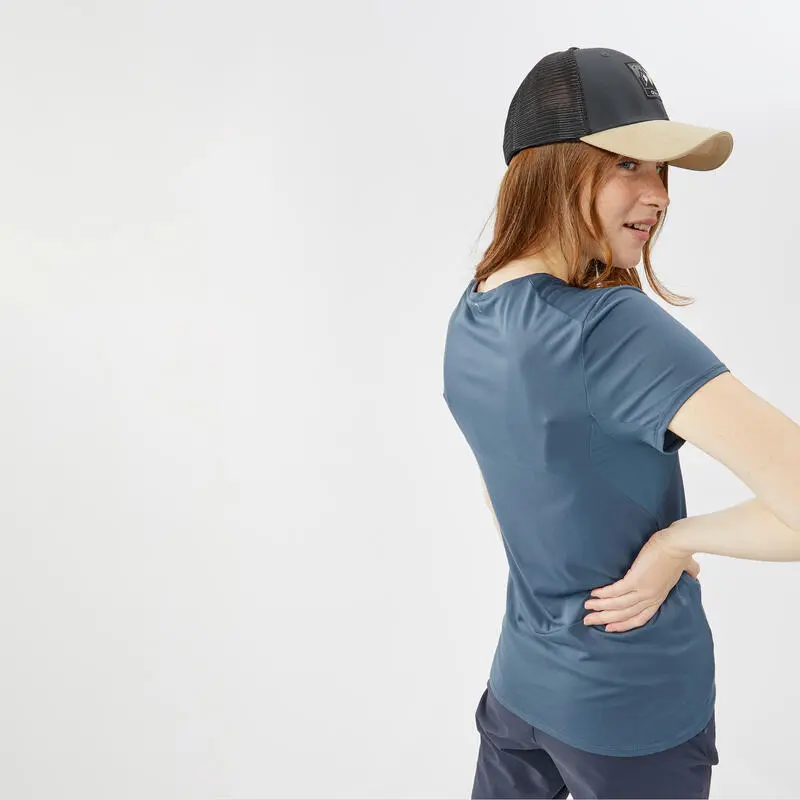 Camiseta De Montaña Y Trekking Manga Corta Mujer Quechua MH100 Gris - Imagen 2