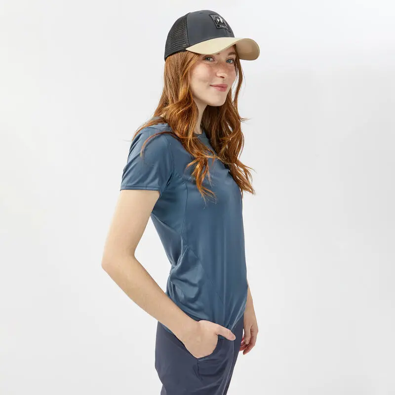 Camiseta De Montaña Y Trekking Manga Corta Mujer Quechua MH100 Gris - Imagen 3