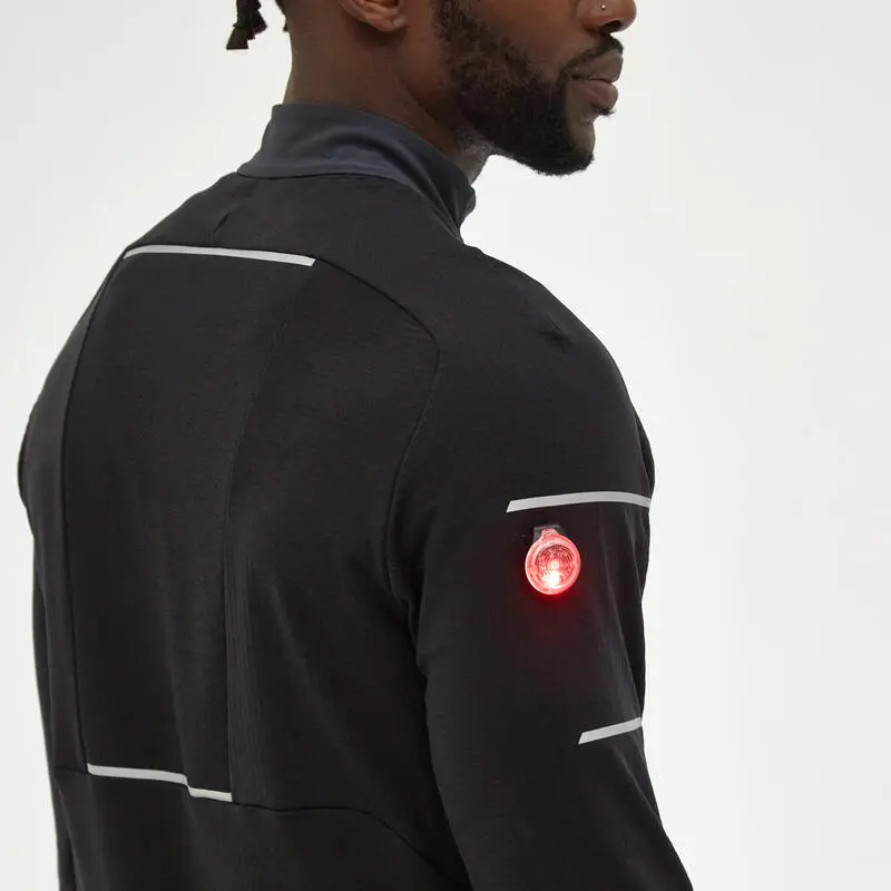 Camiseta Running Manga Larga Con Cremallera Kiprun Warm Azul Negro Y Gris - Imagen 4