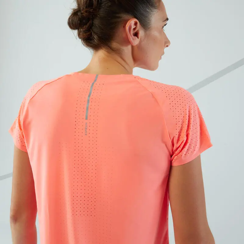 Camiseta Running Mujer - KIPRUN LIGHT Rojo Coral - Imagen 5