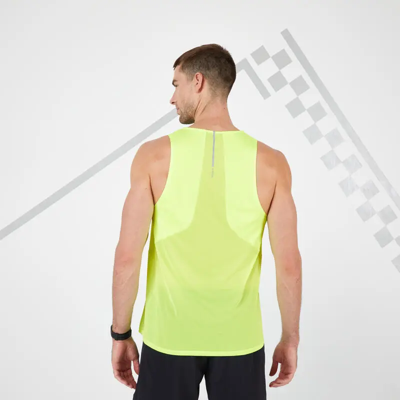 Camiseta Running Sin Mangas Transpirable Hombre Kiprun Light Amarillo - Imagen 3