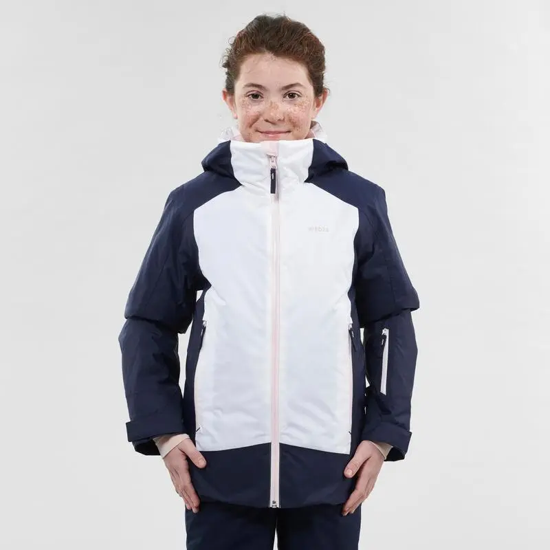 WEDZE CHAQUETA DE ESQUÍ NIÑOS CÁLIDA E IMPERMEABLE - 500 BLANCO Y AZUL
