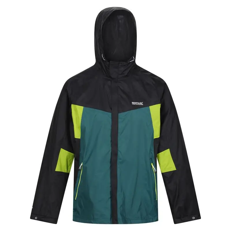 Regatta Chaqueta Impermeable Dresford Para Hombre Negro, Verde Pacífico