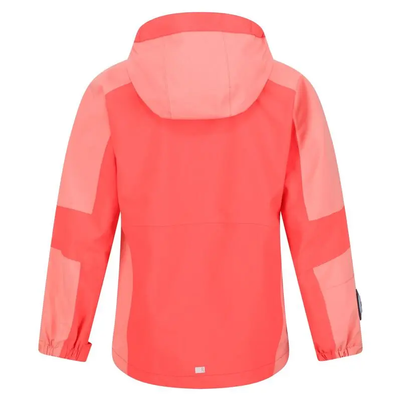 Regatta Chaqueta Impermeable Rayz Para Niños/Niñas Melocotón Neón, Coral Fusión - Imagen 2