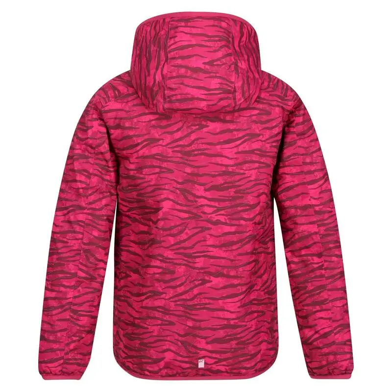 Regatta Chaqueta Impermeable Volcanics VI Estampado De Cebra Para Niños/Niñas Rosa Baya - Imagen 2