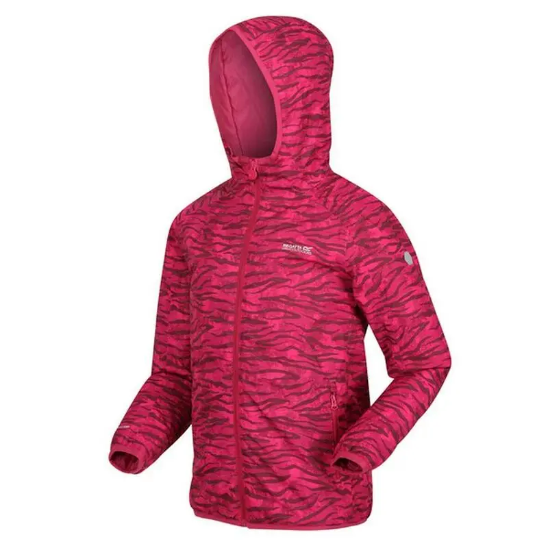 Regatta Chaqueta Impermeable Volcanics VI Estampado De Cebra Para Niños/Niñas Rosa Baya - Imagen 3