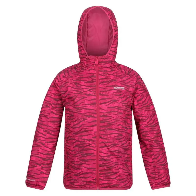 Regatta Chaqueta Impermeable Volcanics VI Estampado De Cebra Para Niños/Niñas Rosa Baya