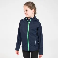 Chaqueta Running Cálida E Impremeable Niños Kiprun Azul Marino Y Verde
