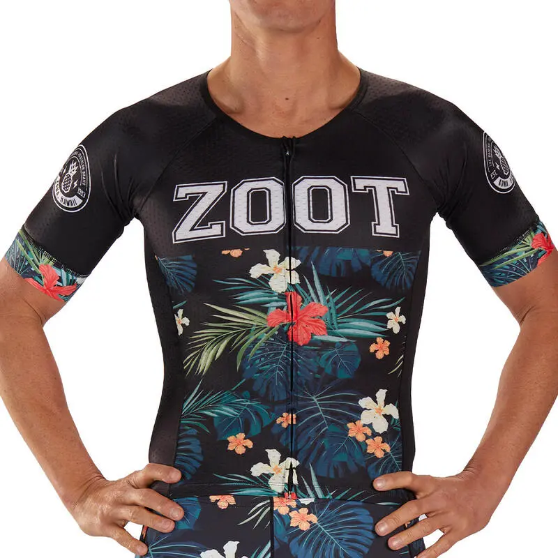 Maillot Triatlon Manga Corta Hombre ZOOT AERO 83 Negro Estampado - Imagen 2