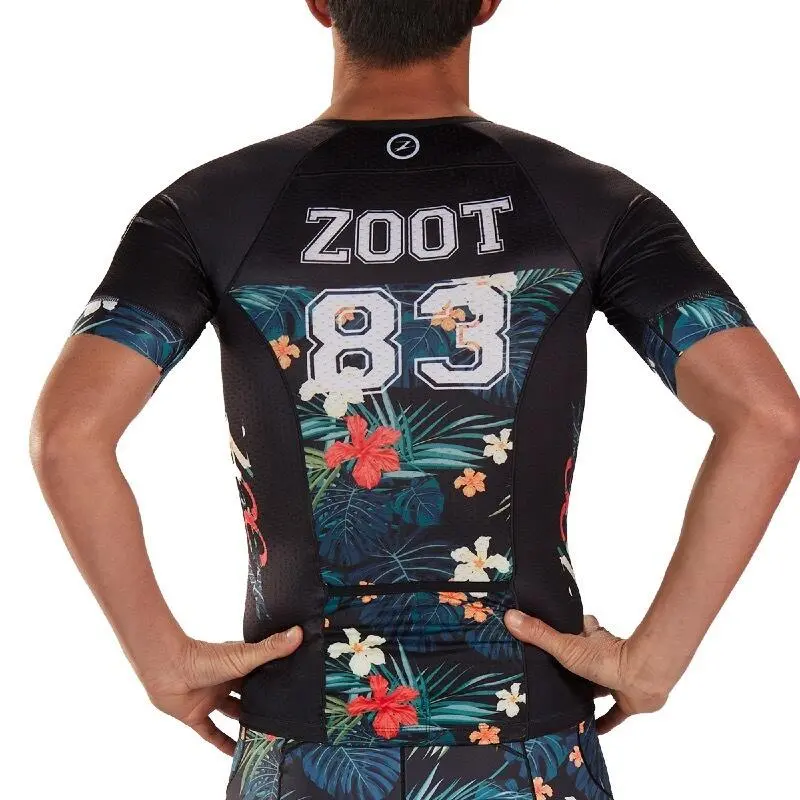 Maillot Triatlon Manga Corta Hombre ZOOT AERO 83 Negro Estampado - Imagen 3