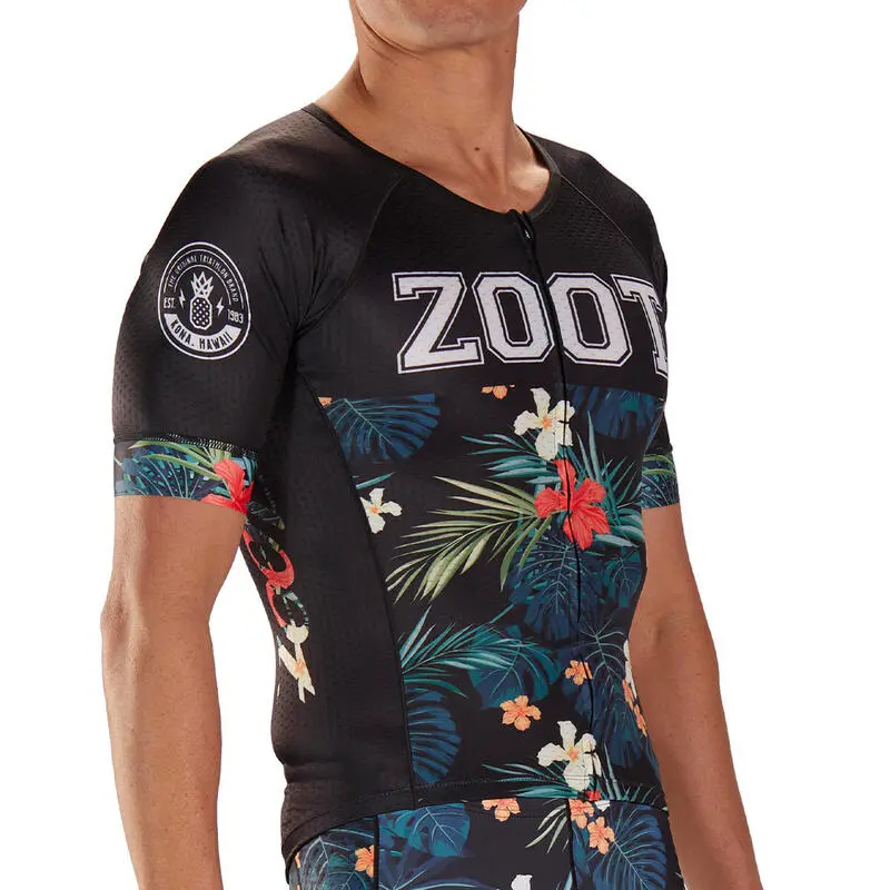 Maillot Triatlon Manga Corta Hombre ZOOT AERO 83 Negro Estampado