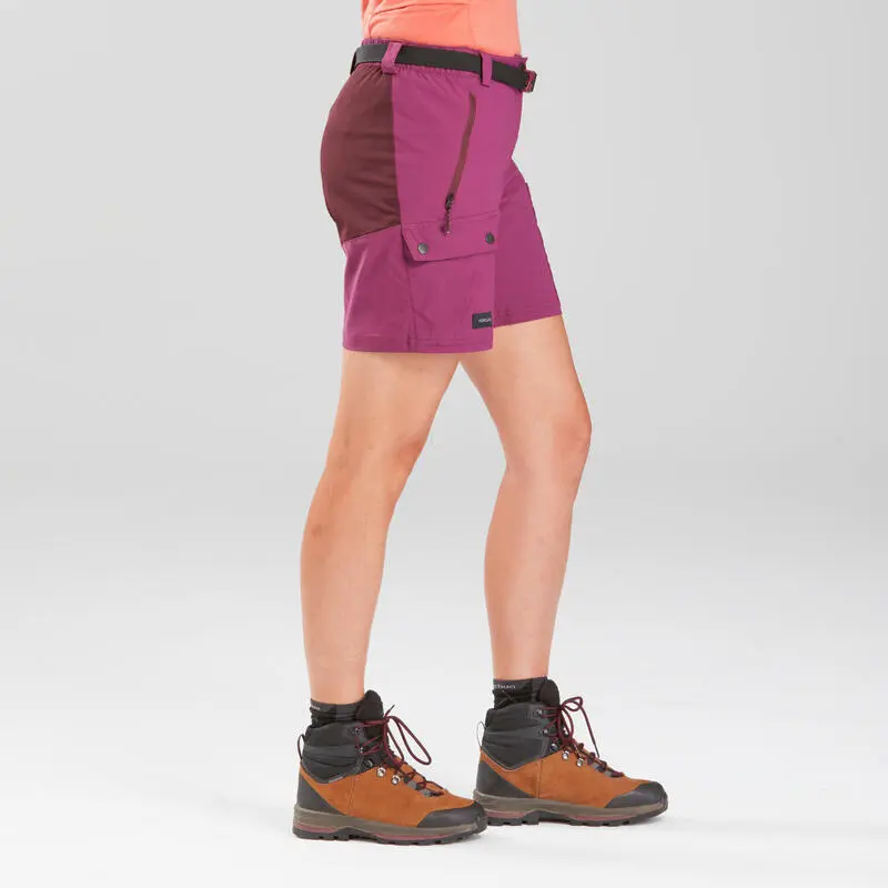 Pantalón Corto De Montaña Y Trekking Mujer Forclaz Trek500 Violeta - Imagen 3