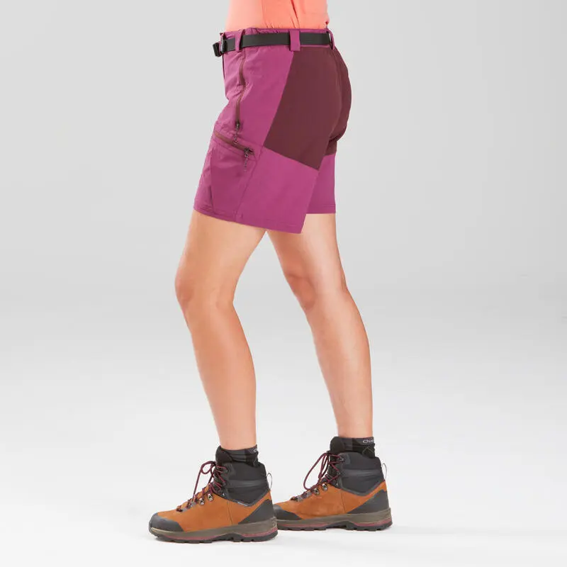 Pantalón Corto De Montaña Y Trekking Mujer Forclaz Trek500 Violeta - Imagen 5