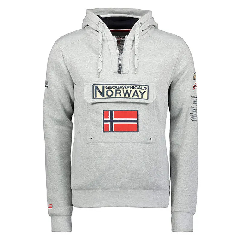 GEOGRAPHICAL NORWAY Sudadera Norway Niños Montaña Y Trekking Gymclass Gris Capucha - Imagen 2
