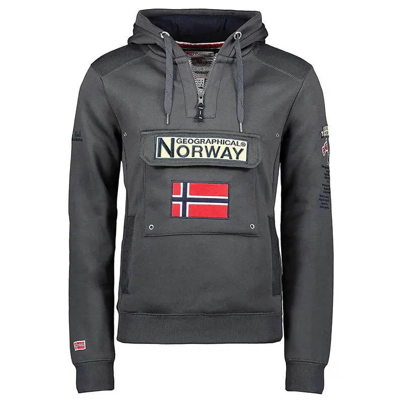 GEOGRAPHICAL NORWAY Sudadera Norway Niños Montaña Y Trekking Gymclass Gris Capucha - Imagen 2