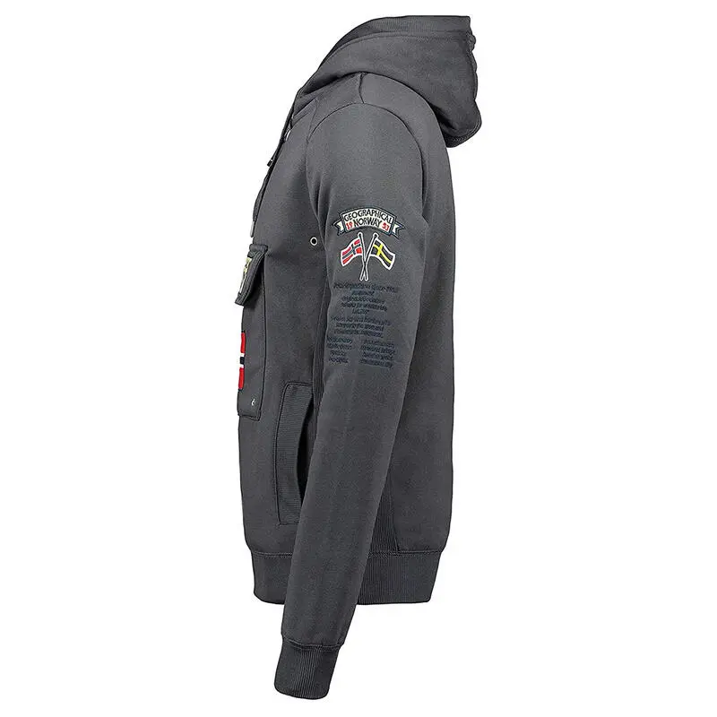 GEOGRAPHICAL NORWAY Sudadera Norway Niños Montaña Y Trekking Gymclass Gris Capucha - Imagen 3