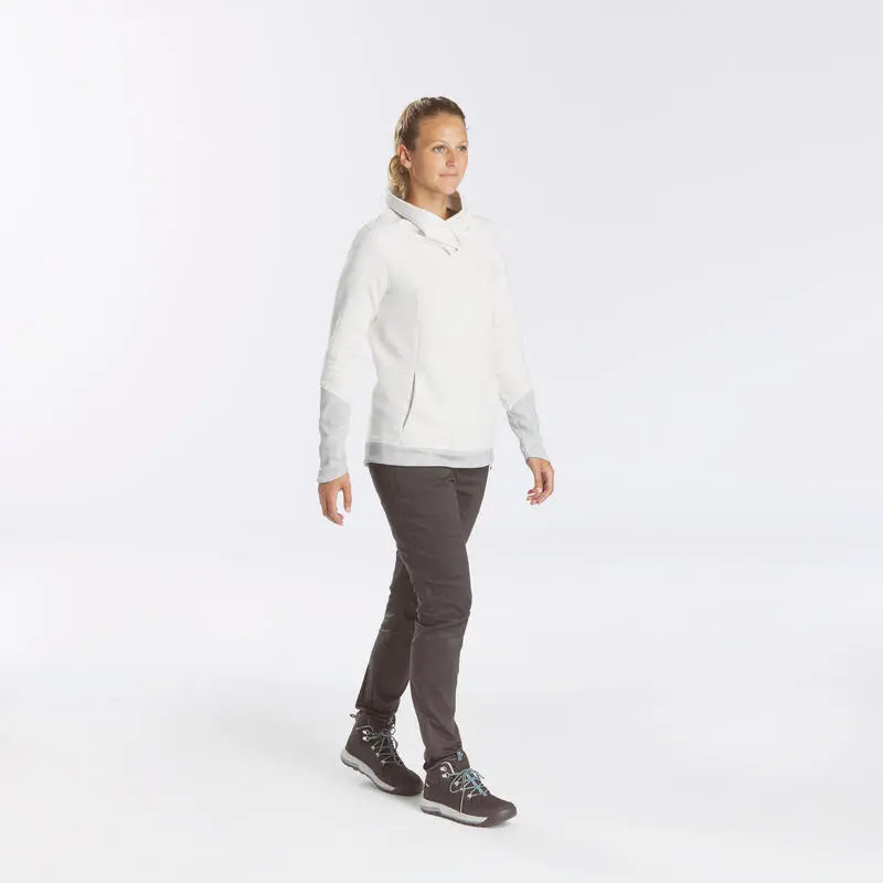 Sudadera Polar De Montaña Y Trekking Mujer Quechua NH100 Blanco - Imagen 3