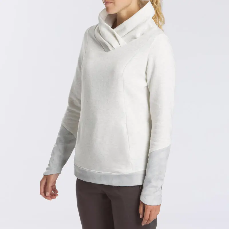 Sudadera Polar De Montaña Y Trekking Mujer Quechua NH100 Blanco